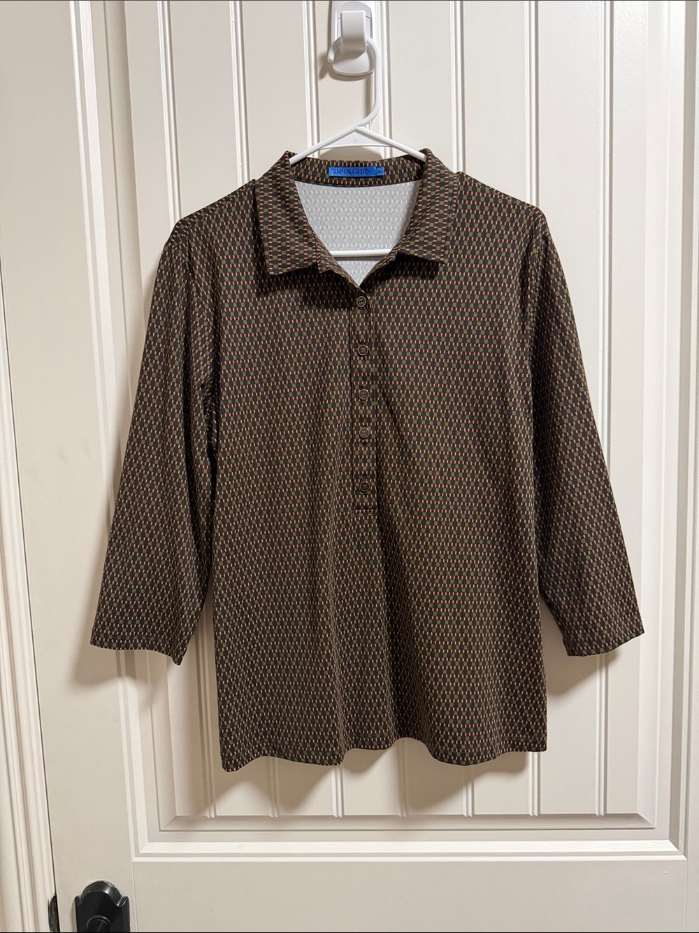 Women's Brown Patterned Button-Placket Blouse